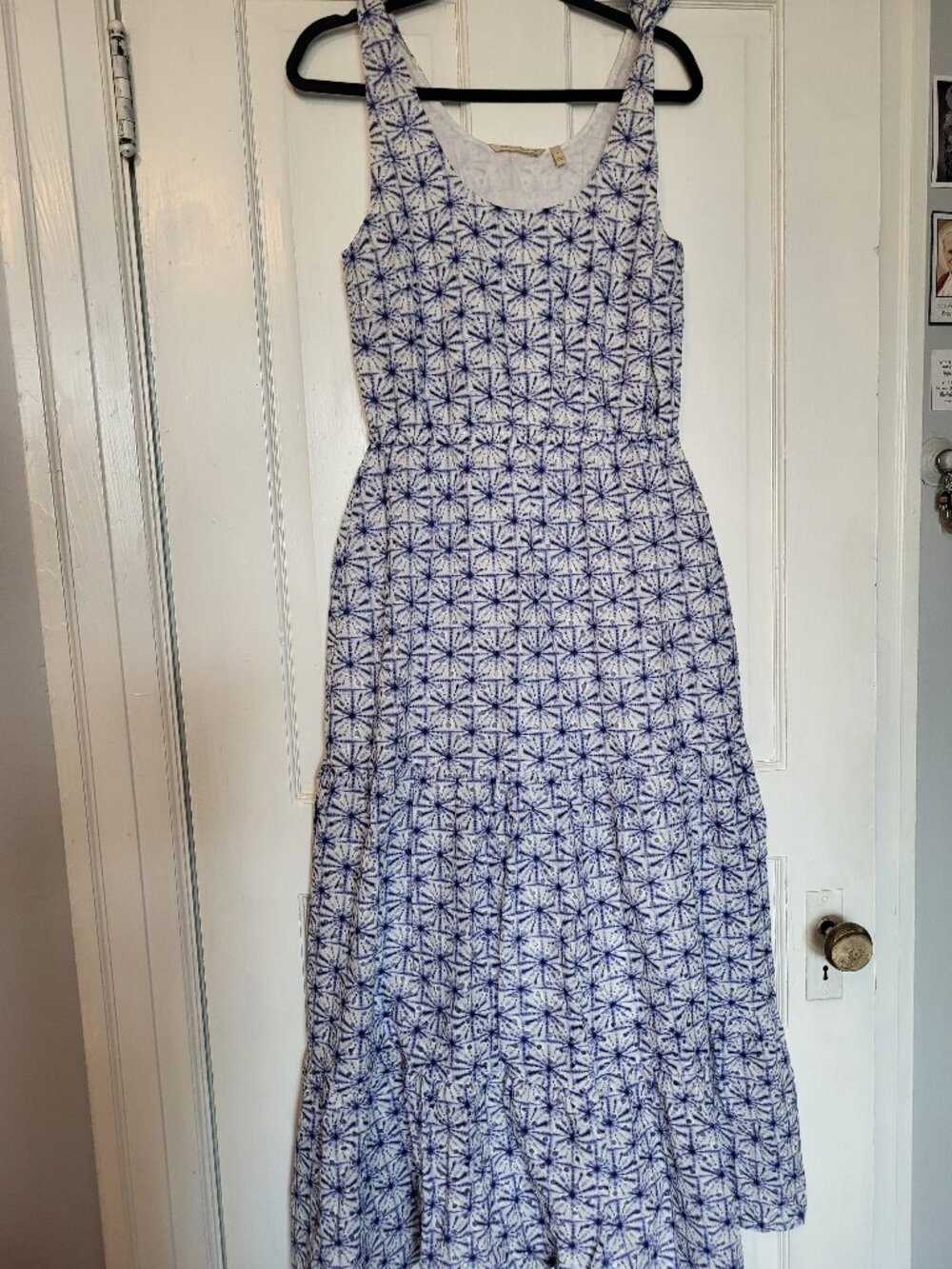 Blue and White Eyelet Maxi dress Size S